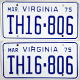 1975 Virginia Truck License Plates TH prefix