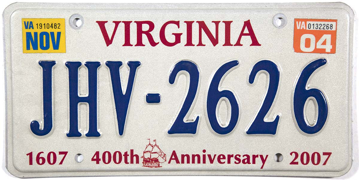 2004 Virginia Jamestown License Plate