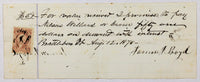 An 1870 Battleboro VT promissory note for fifty one dollars with a five cent internal revenue certificate stamp