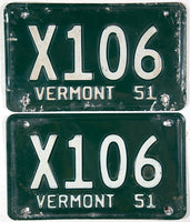 1951 Vermont Truck License Plates