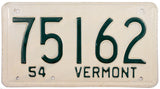 1954 Vermont License Plate