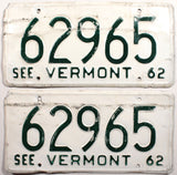 1962 Vermont License Plates