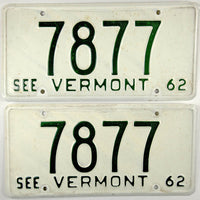 1962 Vermont License Plates