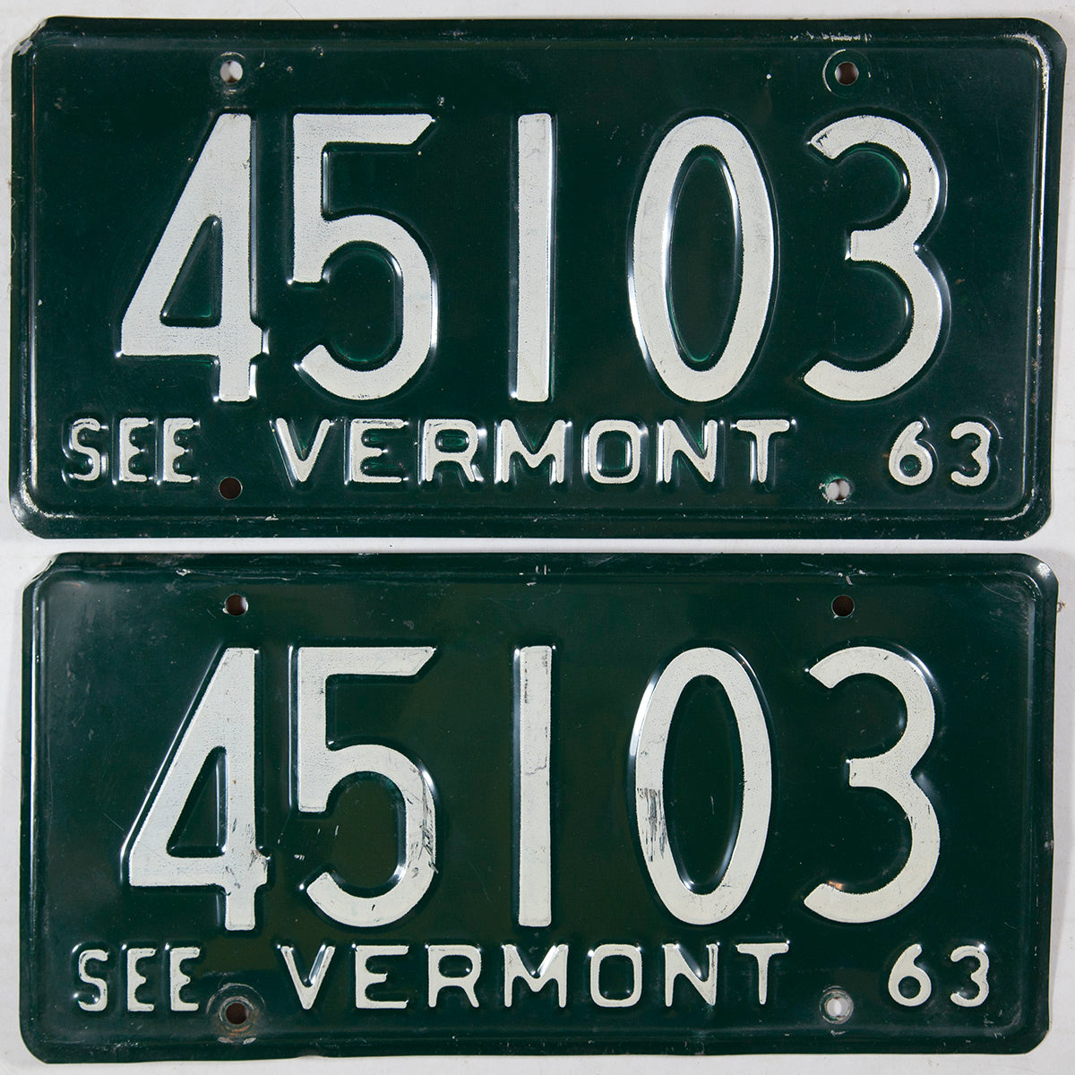 1963 Vermont passenger car license plates