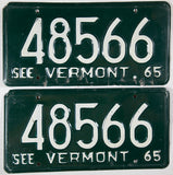 1965 Vermont License Plates