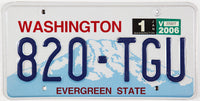 A 2006 scenic Washington car License Plate
