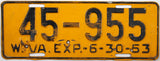 1953 West Virginia License Plate