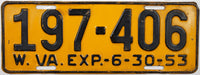 1953 West Virginia License Plate