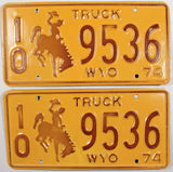 1974 Wyoming Truck License Plate