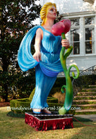A premium quality art print of Mardi Gras Woman in Blue with Giant Tulip ready for the huge New Orleans party