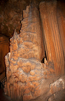A curved fairly tale castle stairway in Luray Caverns