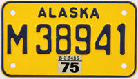 1975 Alaska Motorcycle License Plate in Near Mint condition