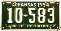 1954 Arkansas License Plate