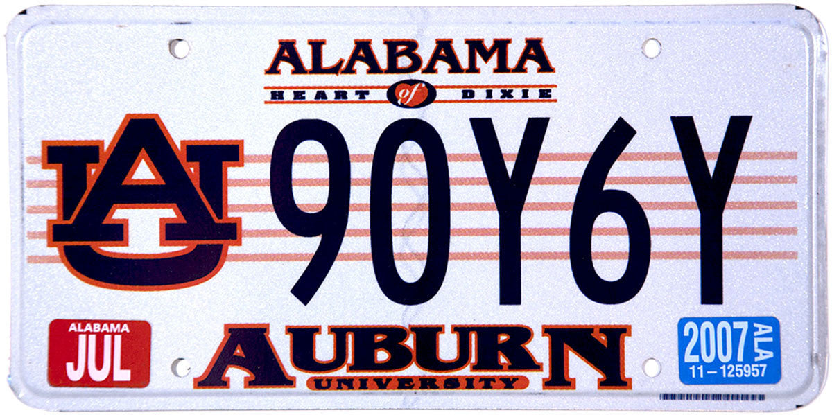 2007 Alabama Auburn University License Plate