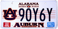 An unused classic 2007 Alabama License Plate for a passenger automobile for sale by Brandywine General Store in near mint condition