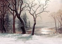 An archival premium Quality art Print of a snowy scene called Winter in Yosemite by Albert Bierstadt