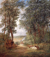 Art Print of Cows Resting in an Extensive Landscape by Alfred Vickers