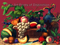 art Print of American Prize Fruit with a Basket from an antique lithograph