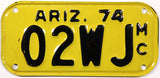 1974 Arizona Motorcycle License Plate