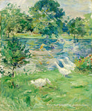 Art Print of Girl in a Boat with Geese painted by Morisot Berthe in 1889