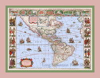 Janszoon Blaeu's antique map of Americae Nova Tabula from 1635 art print