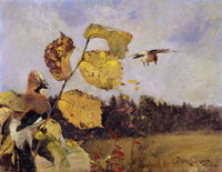 Art Print of Jays by Bruno Liljefors in 1886 with Japanese Influence