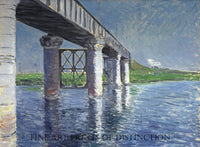 art print the Seine and the Railroad Bridge at Argenteuil painted by Impressionist painter Gustave Caillebotte