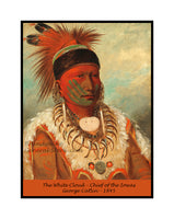 An archival poster of White Cloud, Chief of the Iowas, painted by western artist George Catlin