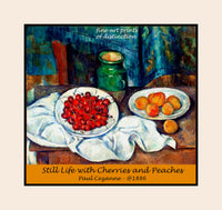 art Poster of Still Life with Cherries and Peaches painted by French artist Paul Cezanne