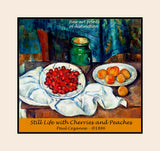 art Poster of Still Life with Cherries and Peaches painted by French artist Paul Cezanne