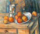 art print of Still Life with Milk Bottle and Fruit painted by Paul Cezanne