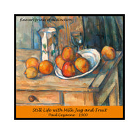 An archival Poster of Still Life with Milk Jug and Fruit painted by French Impressionist Paul Cezanne