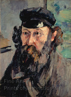 art Print of Self Portrait in a Casquette painted by French Impressionist artist Paul Cezanne in 1872