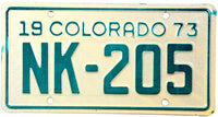 1973 Colorado Motorcycle License Plate