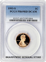 1993-S Lincoln Cent PCGS Proof 69 Red Deep Cameo