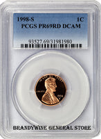 1998-S Lincoln Cent PCGS Proof 69 Red Deep Cameo