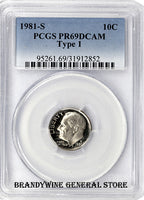 1981-S Type 1 Roosevelt Dime PCGS Proof 69 Deep Cameo