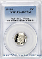 1985-S Roosevelt Dime certified by PCGS at Proof 69 Deep Cameo