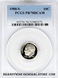 1988-S Roosevelt Dime PCGS Proof 70 Deep Cameo