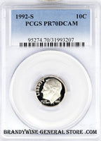 1992-S Roosevelt Dime PCGS Proof 70 Deep Cameo