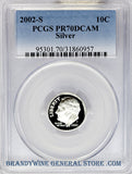 2002-S Roosevelt Silver Dime PCGS Proof 70 Deep Cameo