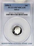 2006-S Roosevelt Silver Dime PCGS Proof 70 Deep Cameo
