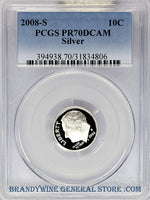 2008-S Roosevelt Silver Dime PCGS Proof 70 Deep Cameo