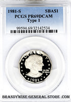 1981-S Susan B. Anthony Type 1 Dollar Certified PCGS Proof 69 Deep Cameo