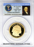 2007-S James Madison Dollar Coin PCGS Proof 70 Deep Cameo Obverse