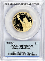 2007-S James Madison Dollar PCGS Proof 69 Deep Cameo