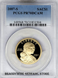 2007-S Sacagawea Dollar Coin PCGS Proof 70 Deep Cameo