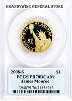 2008-S James Monroe Presidential Dollar PCGS Proof 70 Deep Cameo