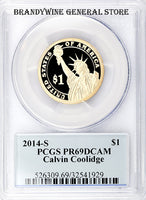 2014-S Calvin Coolidge Presidential Dollar PCGS Proof 69 Deep Cameo