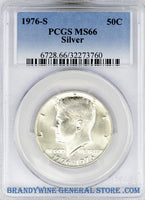 1976-S Kennedy Silver Bicentennial Half Dollar certified by PCGS at Mint State 66